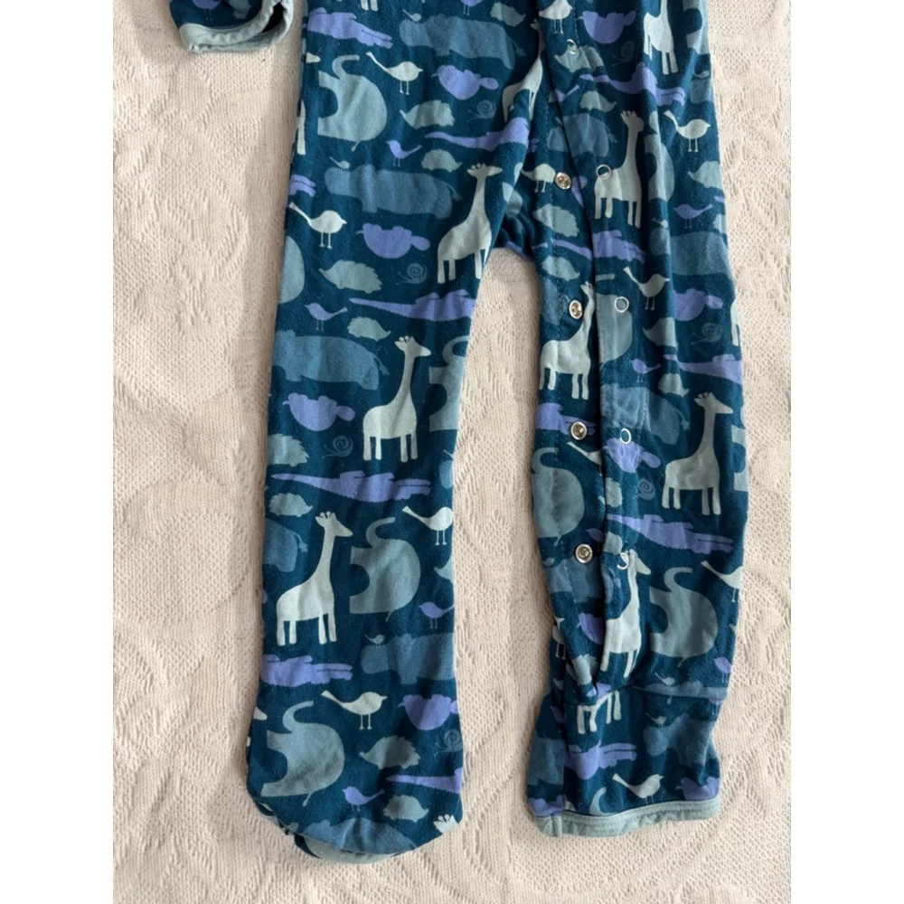 Baby KicKee Pants Blue Gray Animal Print Footie 18-24 Months